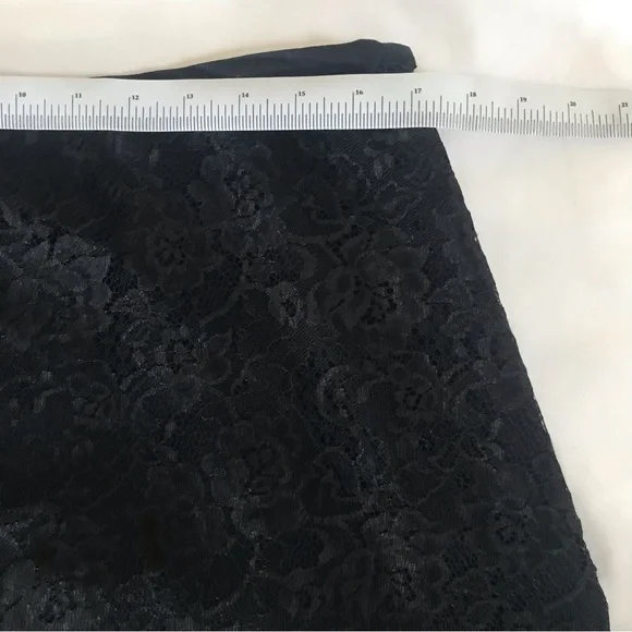Liz Claiborne Liz Sport Skirt Size 16 Black Floral Lace Fully Lined side zipper - Picture 3 of 13